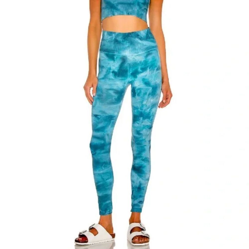 Free People‎ Movement Good Karma Tie Dye Peacock Blue Leggings  | Size M/L